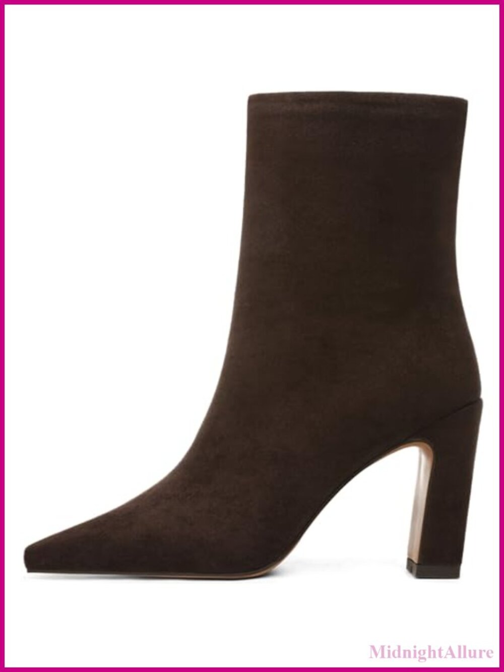 Square Toe Chunky Heeled Ankle Boots Side Zipper Women's Casual